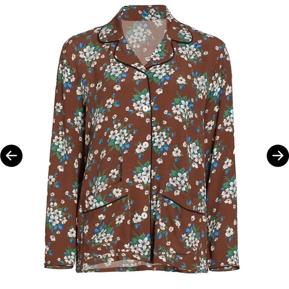 ✨NWT✨ Batsheva Floral Print Pajama Style Top in Brown Lily - Picture 2 of 7